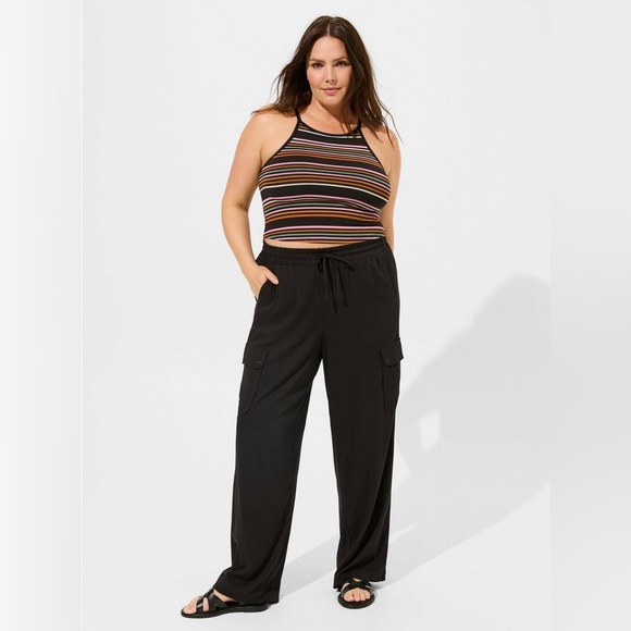 Torrid Foxy High Neck Crop Top Striped 0 - Picture 2 of 7